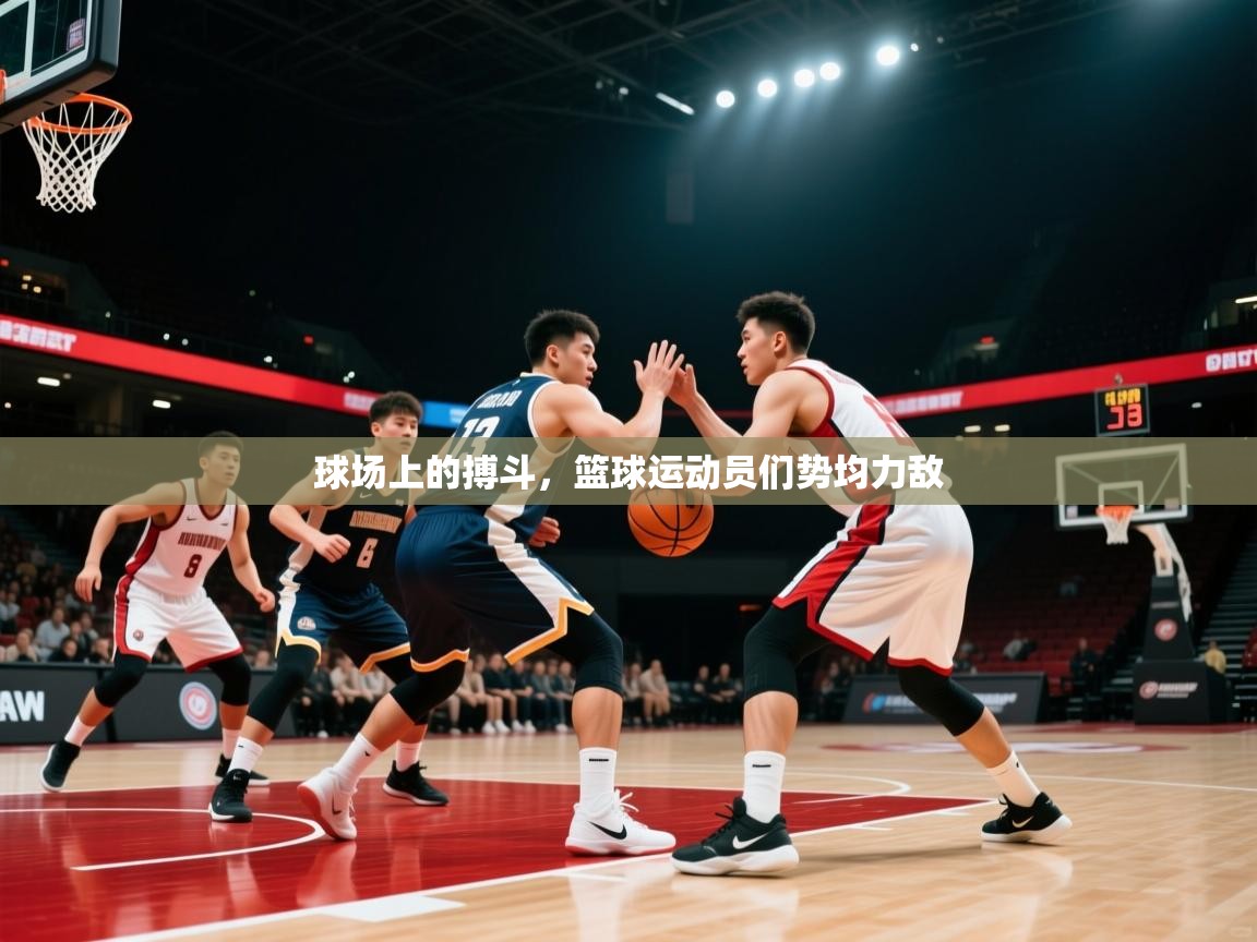 球场上的搏斗，篮球运动员们势均力敌